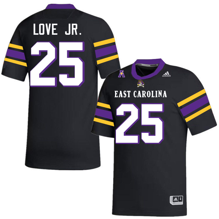 #25 Eddie Love Jr. East Carolina Pirates College Football Jersey Stitched-Black